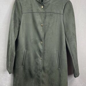 Marc New York Olive Faux Suede Coat Button Front Jacket XS